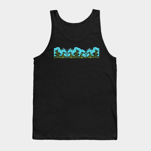 Wild Blue Flax Vivid Blue Flowers - Floral Hand Painted Artwork Tank Top by Thor